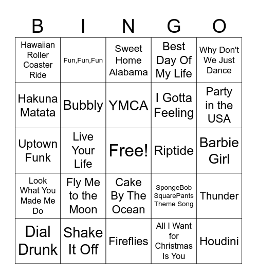 Music Bingo Card