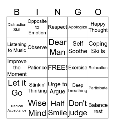 MINDFULLNESS BINGO! Bingo Card