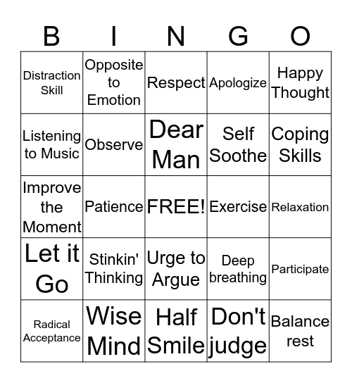 MINDFULLNESS BINGO! Bingo Card