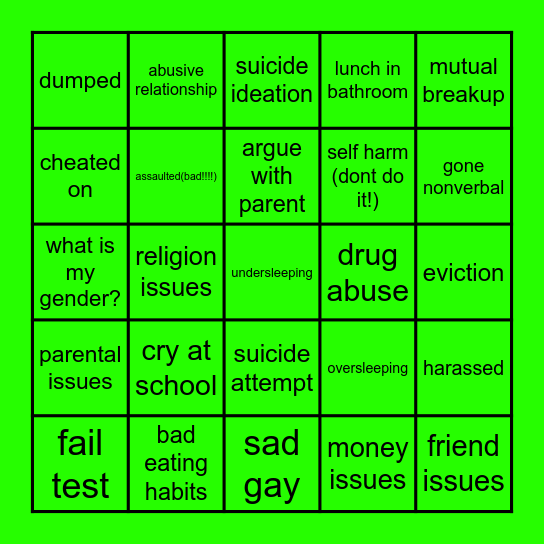 Melancholy Officiator Bingo Card