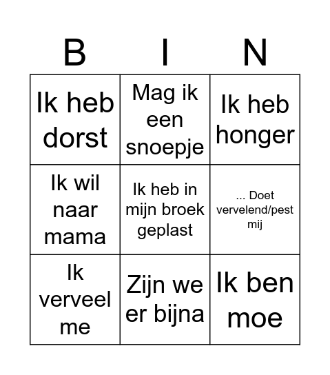 Vakantie Bingo Card