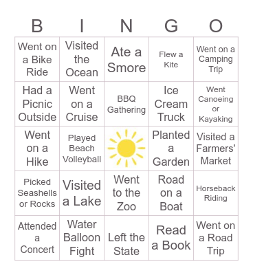 SUMMER BINGO Card