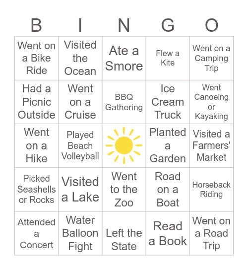 SUMMER BINGO Card