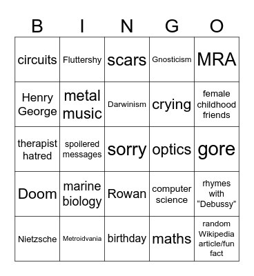 Winter Bingo Card