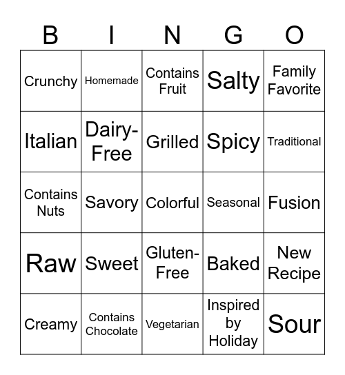 Potluck Bingo Card