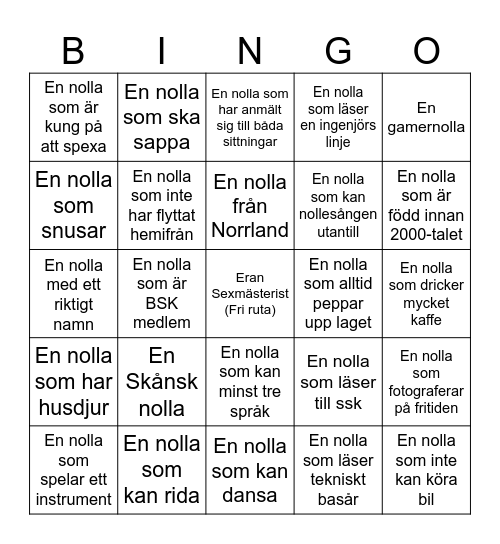 Lära känna bingo Card