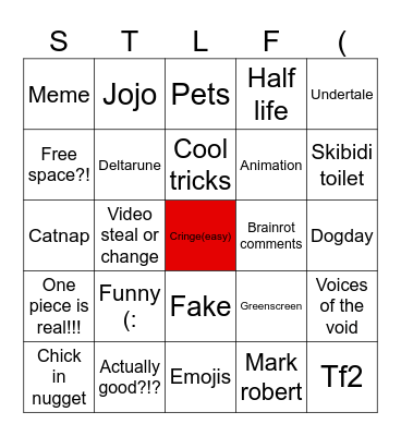 Yr shorts or vids Bingo Card