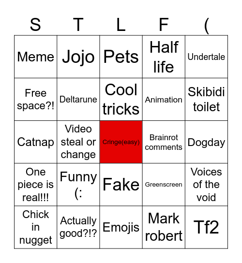 Yr shorts or vids Bingo Card