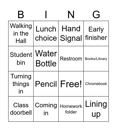 Expectations Bingo Card