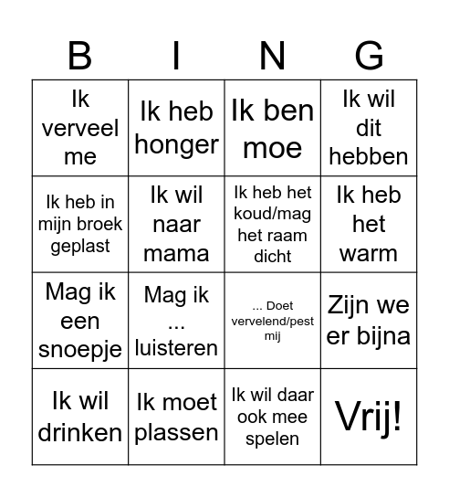 Vakantie Bingo Card