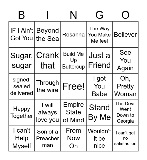 Music Bingo Card