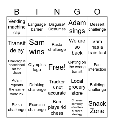 Jetlag S11 Bingo Card