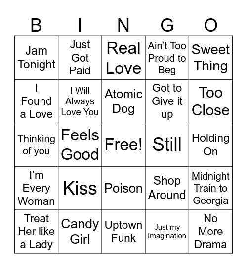 M U S I C Bingo Card