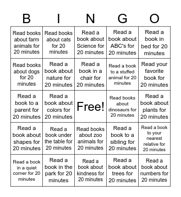 Reading Bingo Card