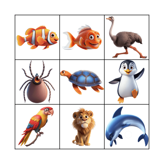 Animal Classification Bingo Card
