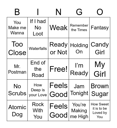 M U S I C Bingo Card