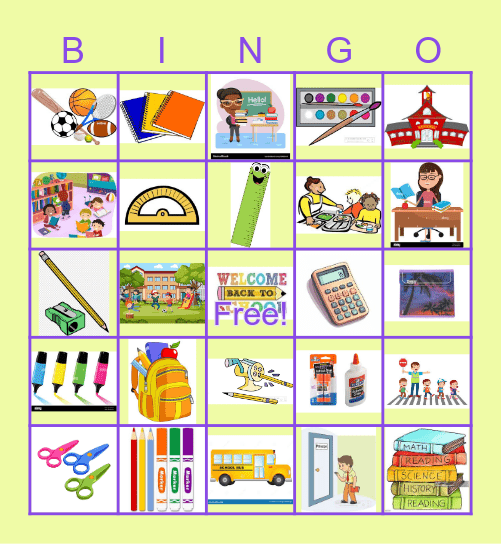 Back to School Bingo Card