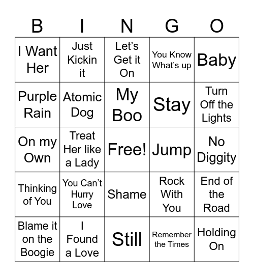 M U S I C Bingo Card