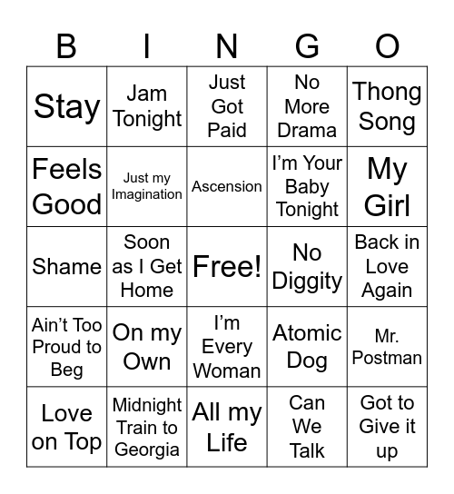 M U S I C Bingo Card