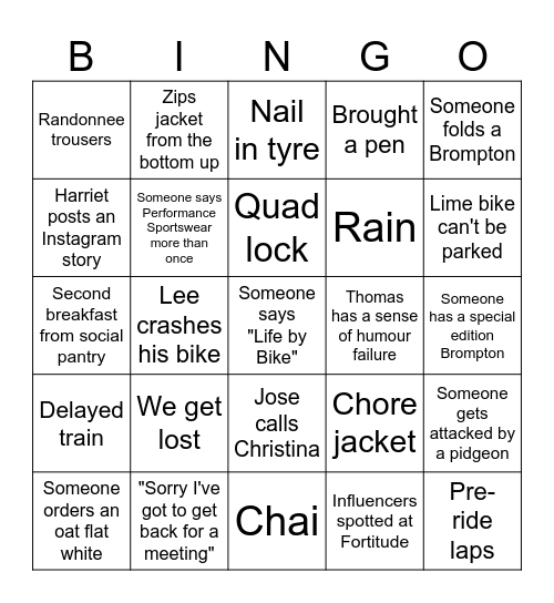 Marketing Team Ride! Bingo Card