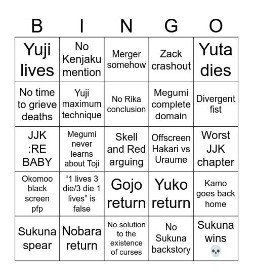 Doot’s final 5 chapters bingo Card