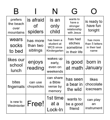 Find Someone Who.... Bingo Card