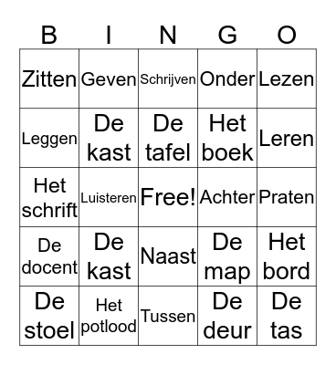 Les 1: de kennismaking Bingo Card