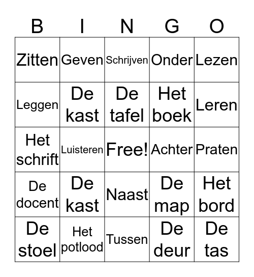 Les 1: de kennismaking Bingo Card