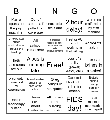 West View Bingo 2024-2025 Bingo Card