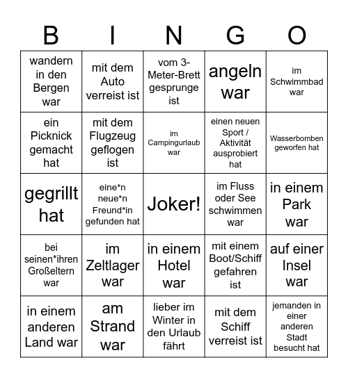 Finde jemanden der*die... Bingo Card