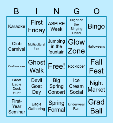 Campus Traditions Bingo Card