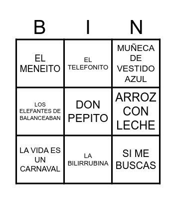 BINGO MUSICAL Bingo Card