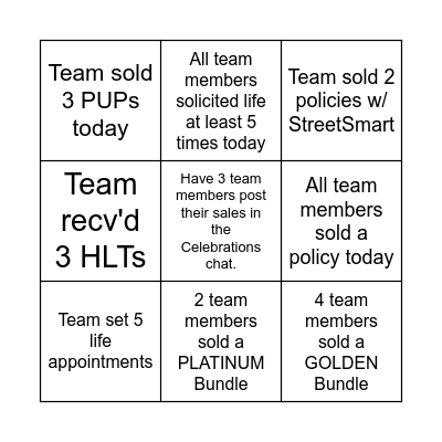 SALES BINGO Card
