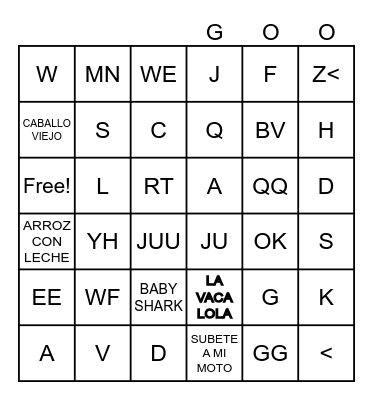 BINGO MUSICAL Bingo Card