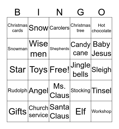 Christmas in July Bingo Card