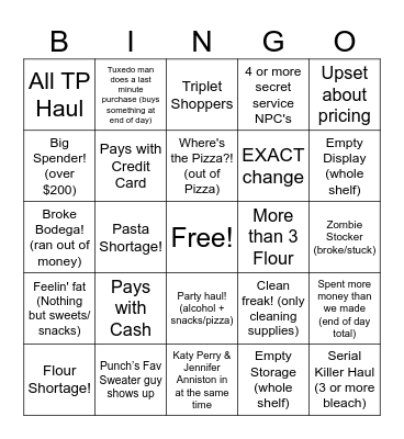 Bodega Bingo Card