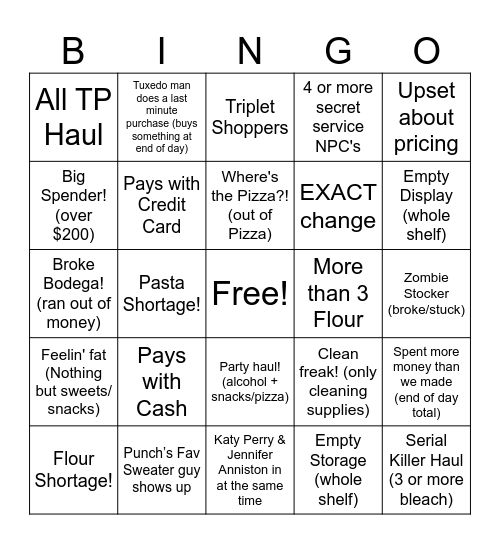 Bodega Bingo Card