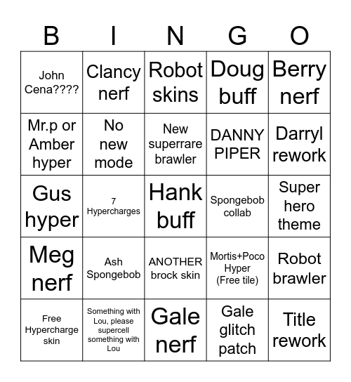 Brawltalk bingo Card