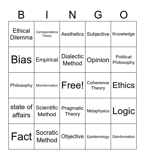 Critical Thinking Bingo Card