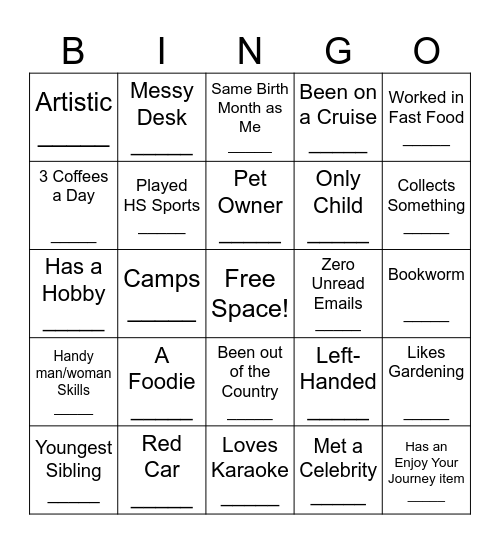 JA Bingo Card