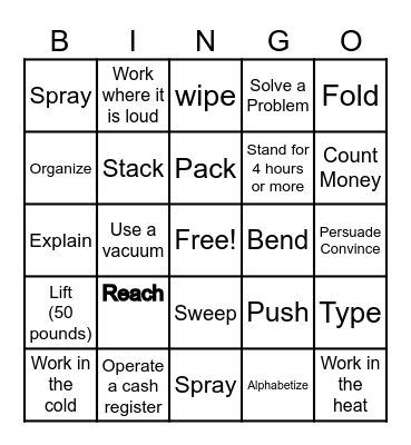 Job Match BINGO Card