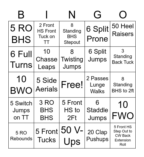 GGA LEVEL 4 FALL FLOOR BINGO Card