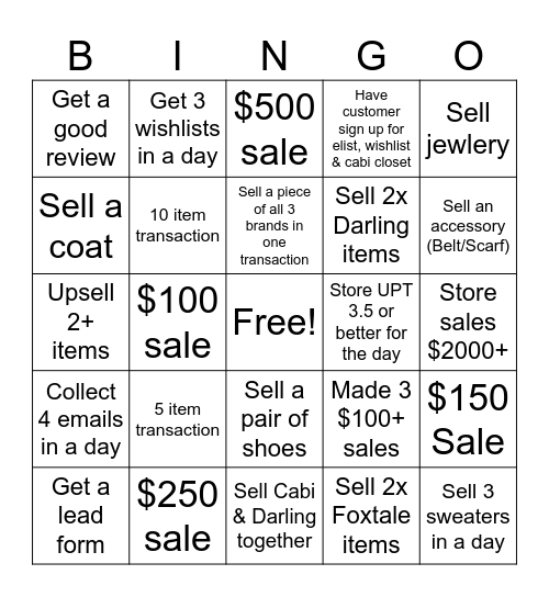 Cabi Bingo Card