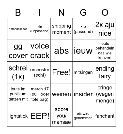 tsevöntin Bingo Card