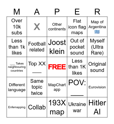 #mapping Bingo Card