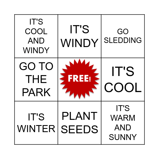 WEATHER & SEASONS Bingo Card