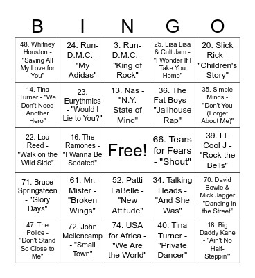 39 and Timeless: A Big Apple & '85 Vibe Bingo! Bingo Card