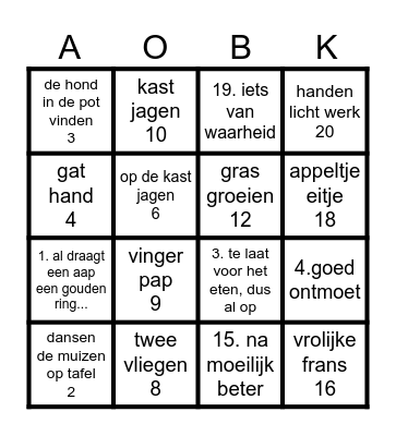 Spreekwoorden & gezegdes Bingo Card