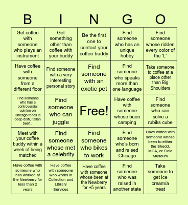 Coffee Buddies Bingo Card