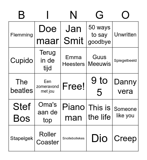 Muziek bingo Card